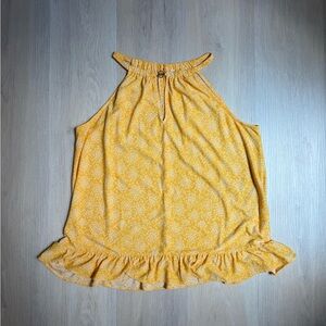 Michael Kors Yellow Top with Ruffle Hem